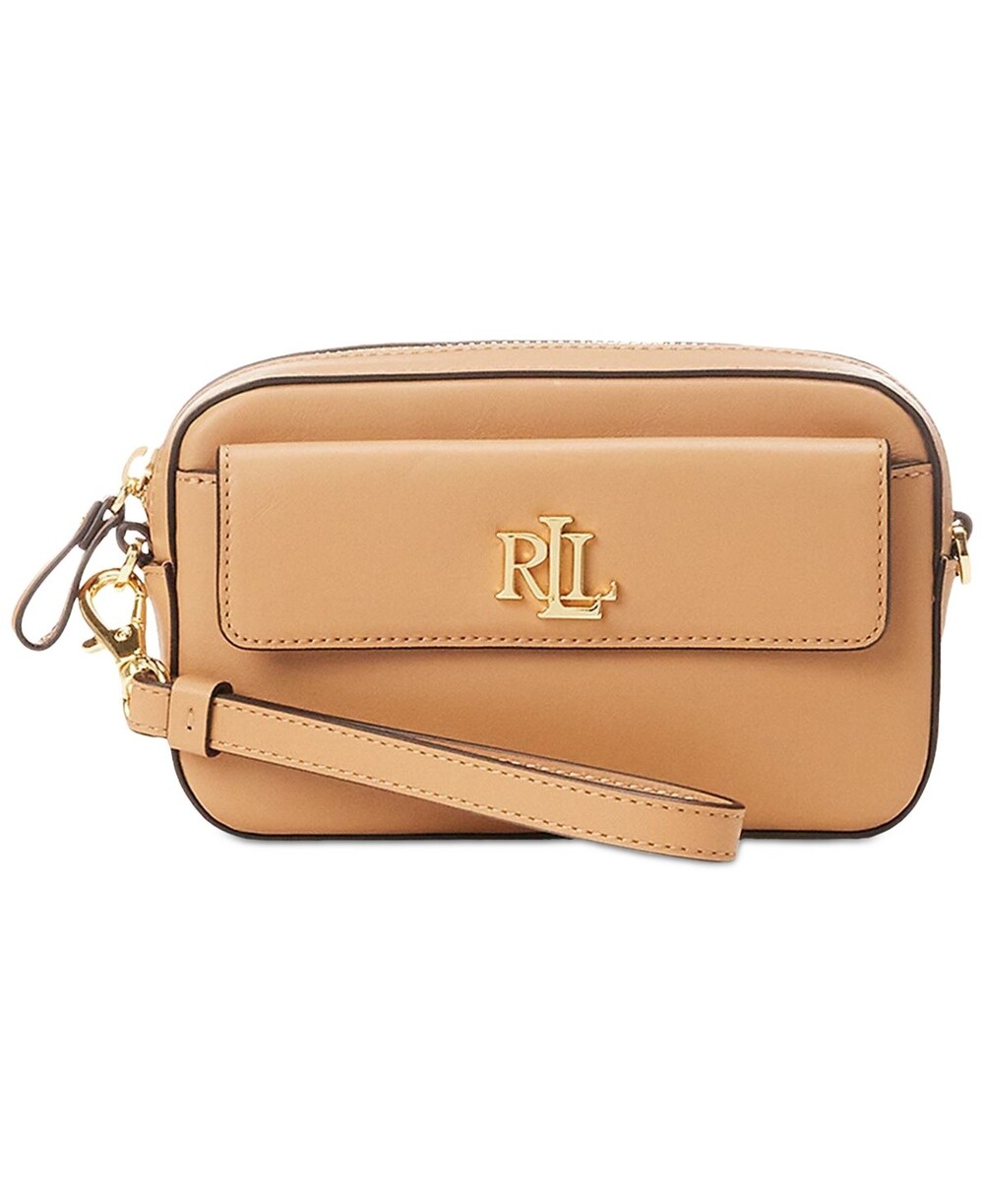 Lauren Ralph Lauren Tan Leather Crossbody Bag with Logo